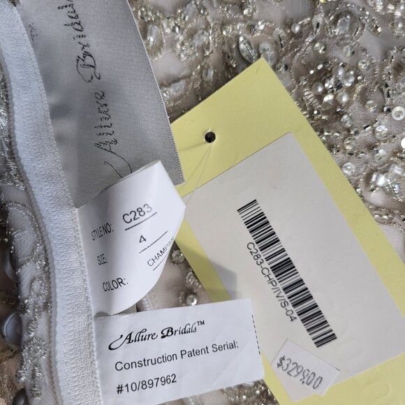 NWT~$3299~ALLURE BRIDAL~SZ 2/4~CHAMPAGNE STRAPLESS FIT & FLARE WEDDING DRESS - Picture 15 of 16